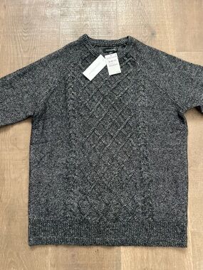 Treasure & Bond NWT Men's Large Charcoal Cable-Knit Crewneck Sweater - Nordstrom